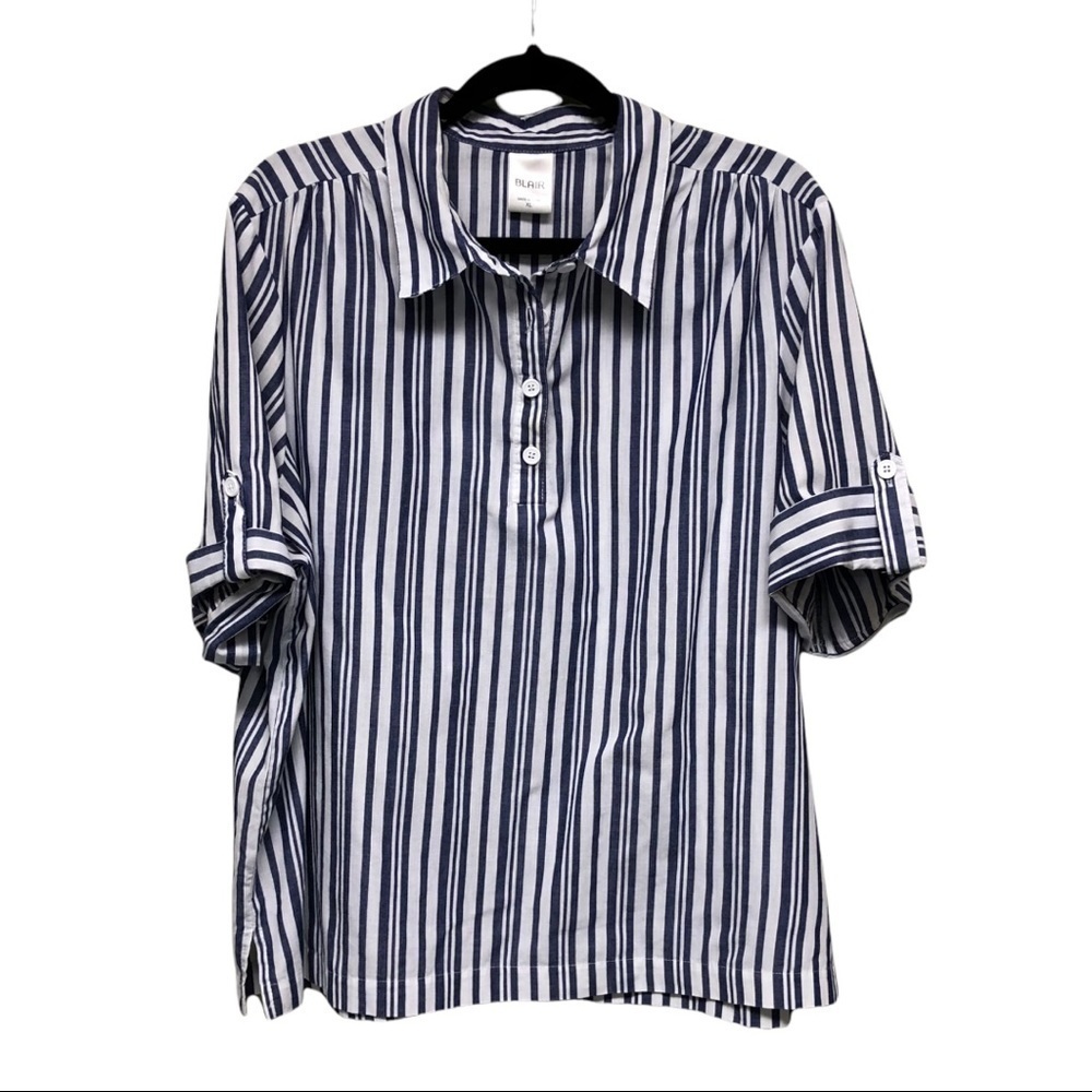 Blair Blue & White Striped Collared Shirt Size XL